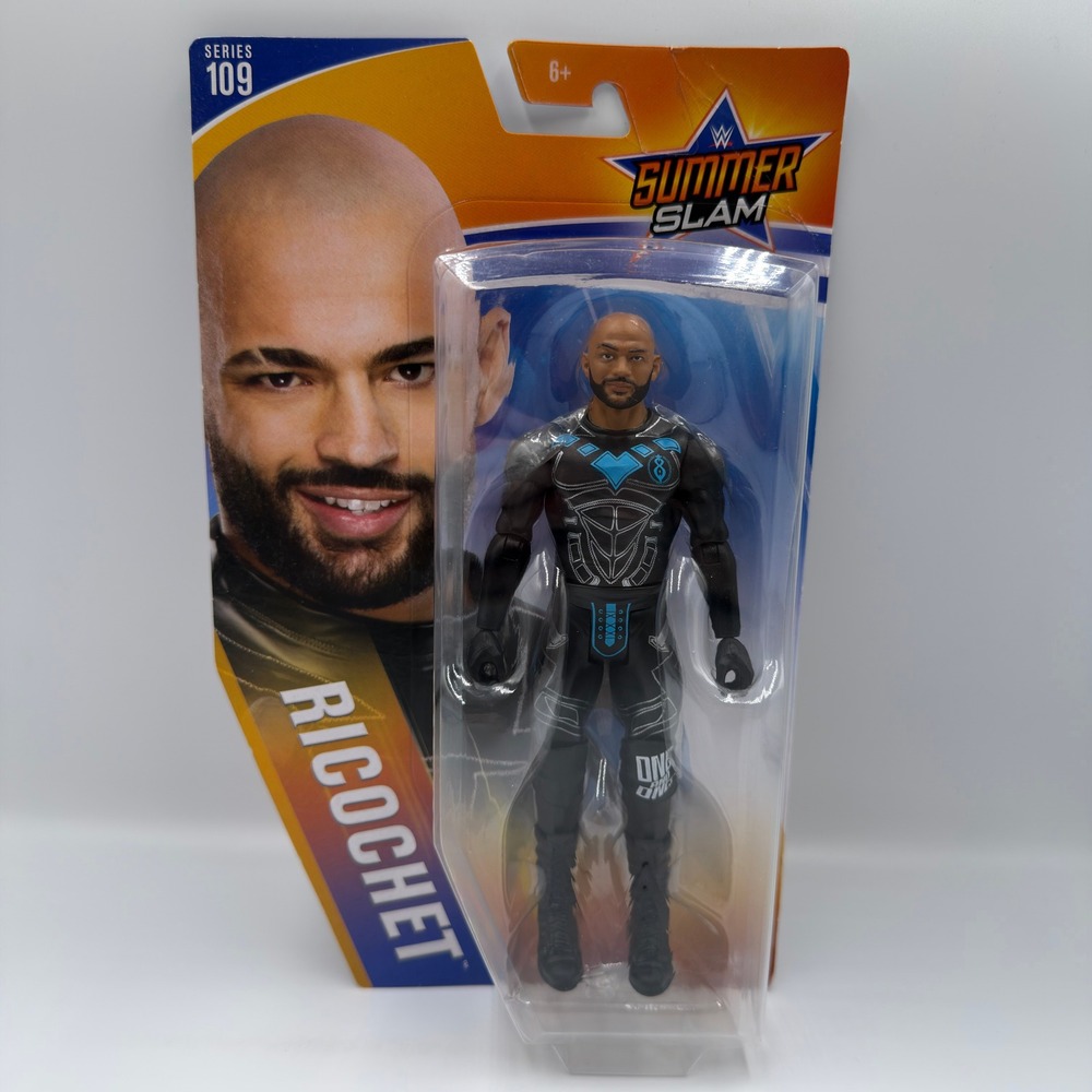 WWE Ricochet Action Figure Mattel Series 109 SummerSlam Black Blue Gear New